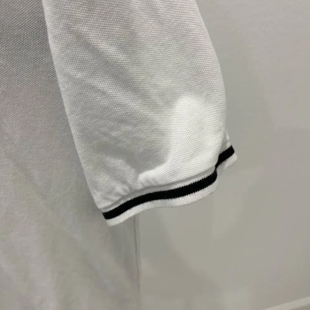 True Religion Men's XL White Black Graphic Polo Shirt
